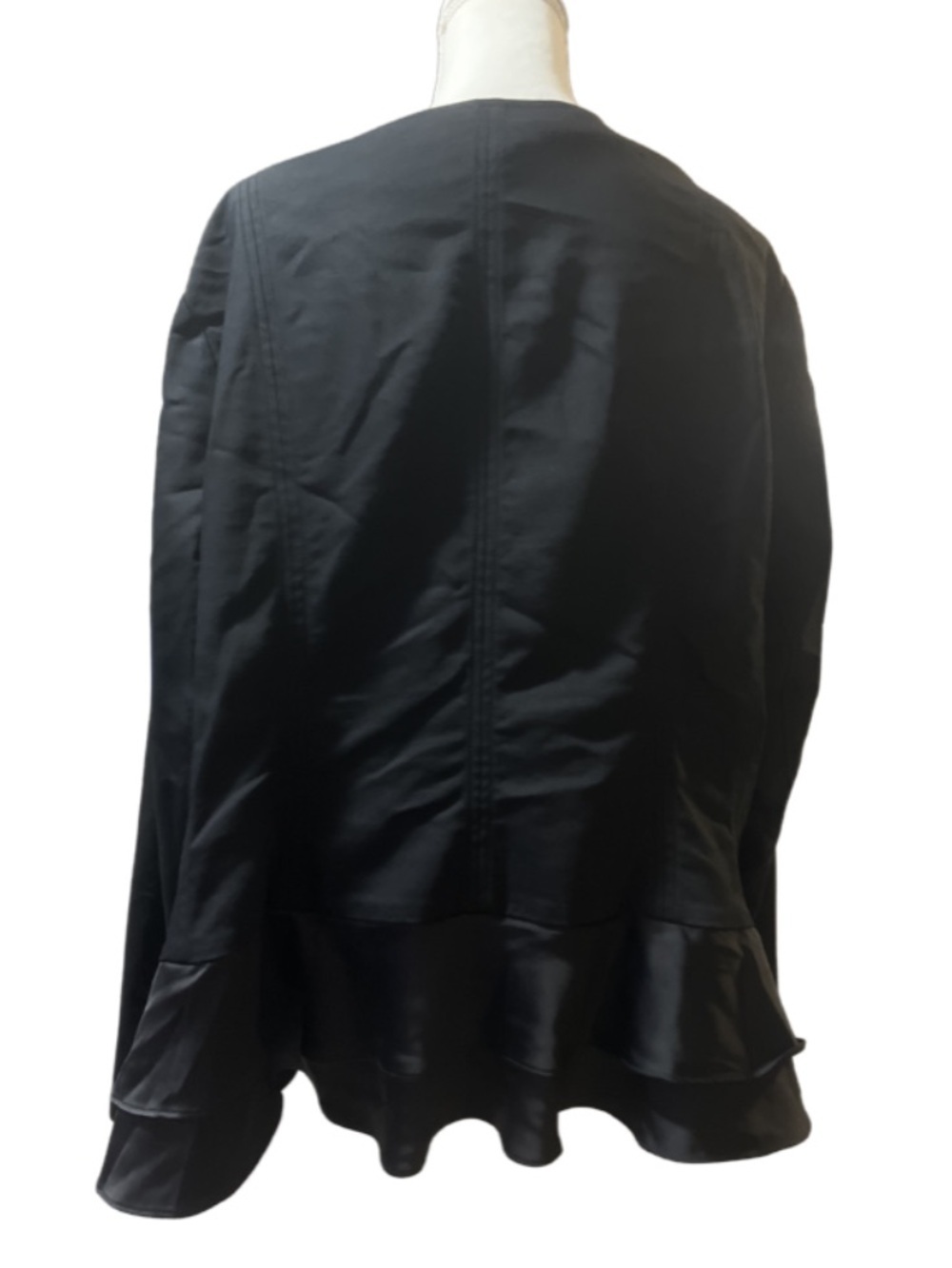 Lane Bryant Asymmetrical Zip Peplum Blazer Moto Jacket Black Plus Size 28 - Picture 4 of 7